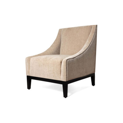Alessandro Upholstered Single Seat Armchair with Black Wood Base Beside View