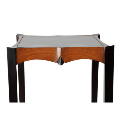 Allegra Square Glass Side Table with Wooden Legs Details