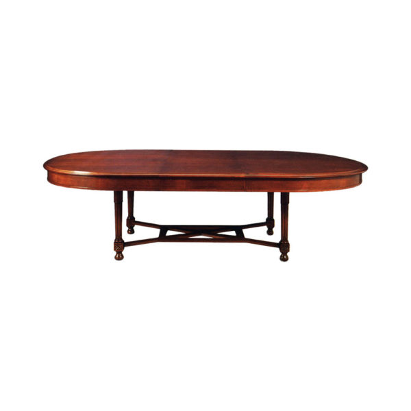 Antique Oval Dining Table with Natural Veneer Inlay