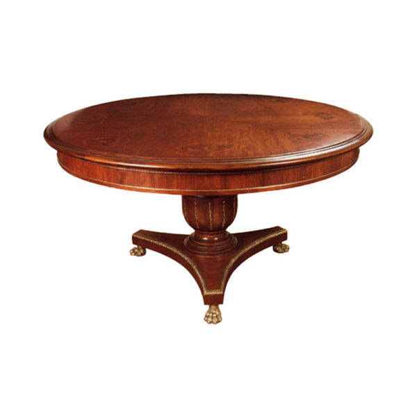 Antique Round Dining Table with Natural Veneer