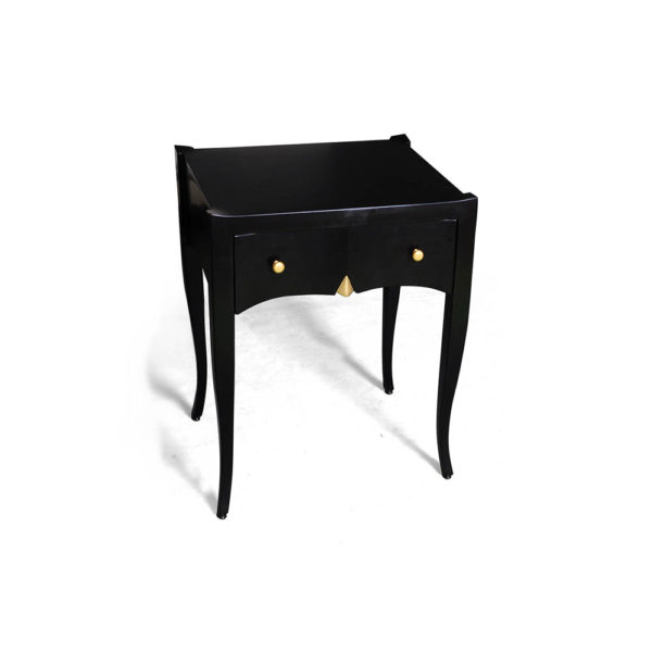 Arthur Wooden Black Side Table with Drawer Beside