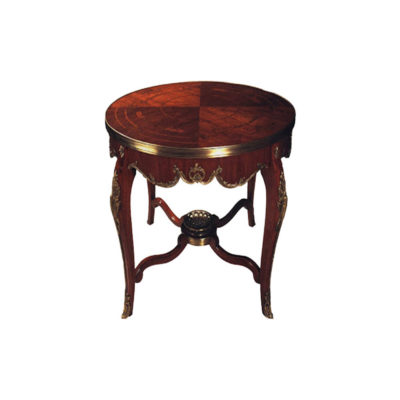 Averil Antique French Style Round Side Table with Copper Ornament