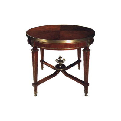 Avers French Style Round Side Table with Copper Ornament