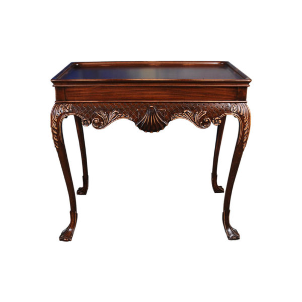 Edna Shabby Chic Console Table with Wooden Hand Carved Detailed Top