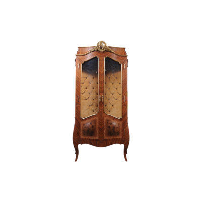 Egner Elegant French Style Display Cabinet with Tufted Upholstery
