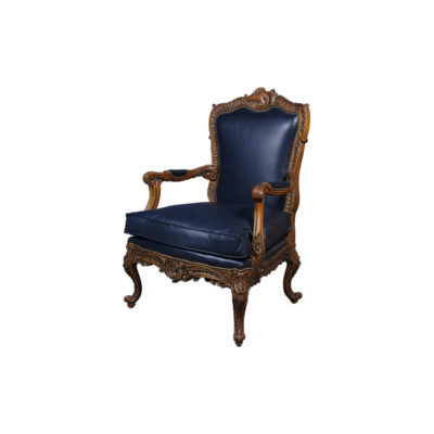 Elegant English Style Armchair Natural Leather Upholstery