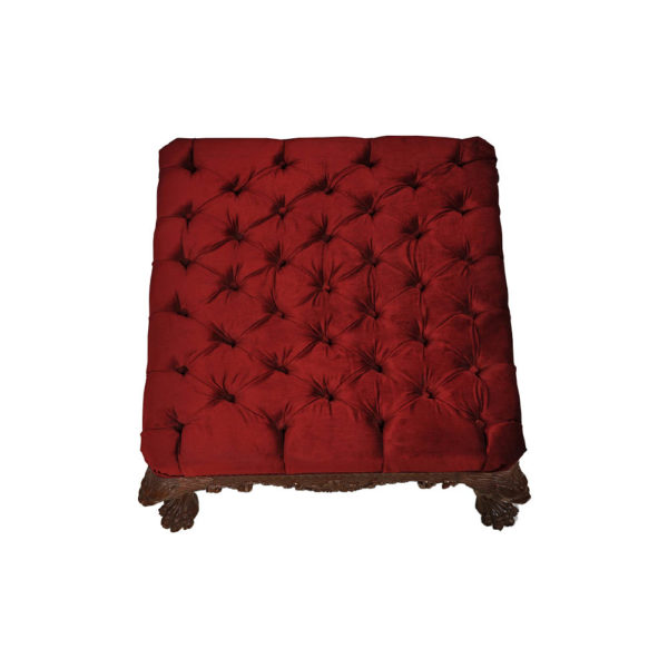 English Button Tufted Luxury Velvet Footstool Ottoman Top View