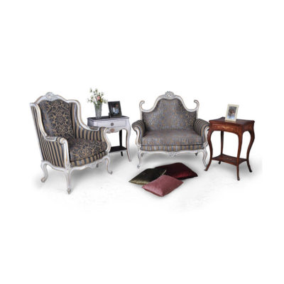 French Love Seat with Armchair Grey Seating and Chairs