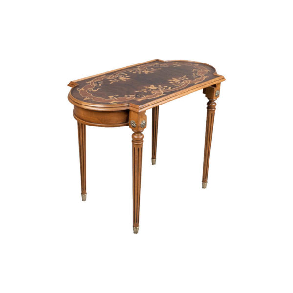 French Marquetry Nest Side Table Large Dark