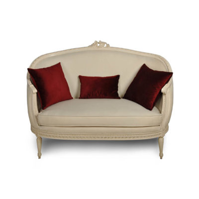 French Polished Sofa Side View with Cushions