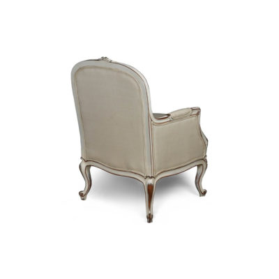 French Style Arm Chair in Distressed Frame Finish Back