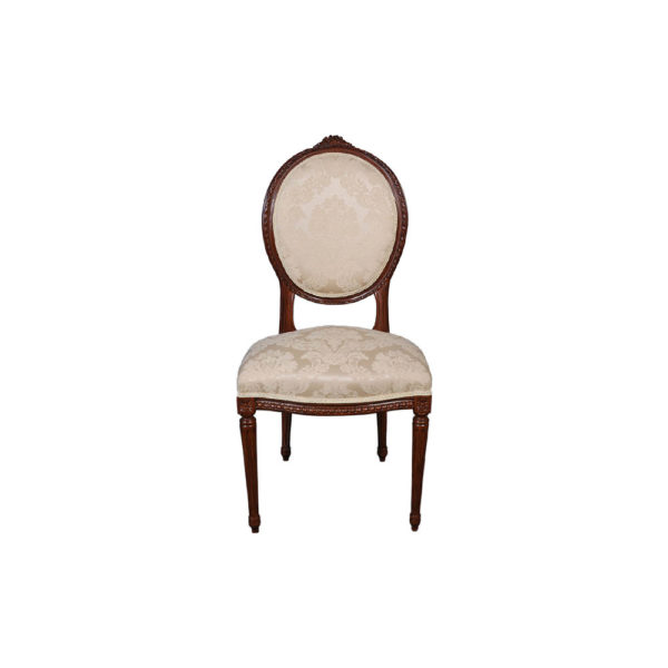 French Style Dining Chair with Luxury Fabric Front View