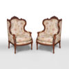 French Style Wing Back Armchair with Hand Carved Wood 2