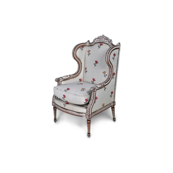 French Style Wing Back Chair Gray