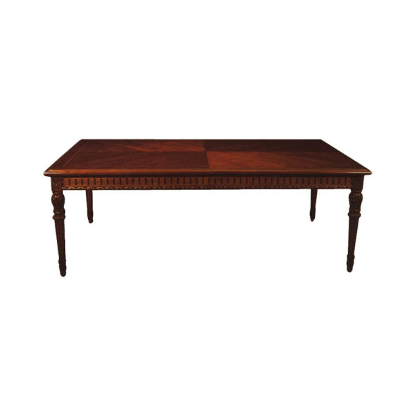 Luxurious Antique Dining Table with Wooden Veneer Inlay