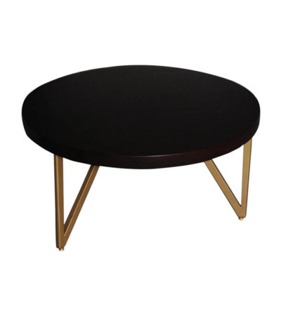 Matheo Round Black Coffee Table with Gold Legs