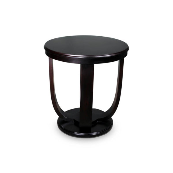 Mathieu Wooden Round Side Table with Curved Leg