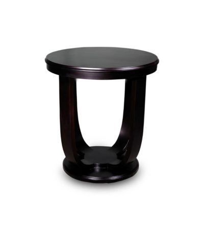 Mathieu Wooden Round Side Table with Curved Leg Brown