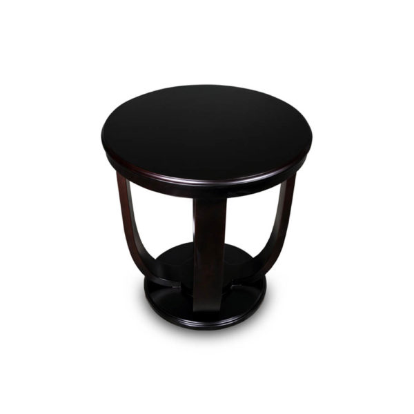 Mathieu Wooden Round Side Table with Curved Leg Top