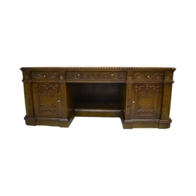 Resolute Desk with Hand Carved Detailed Front View