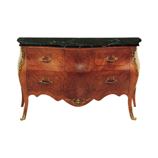Chest Of Drawers with Natural Veneer and Marble Top