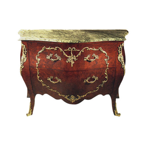 Classic French Chest of 2 Drawers with Marble Top and Brass Ornament