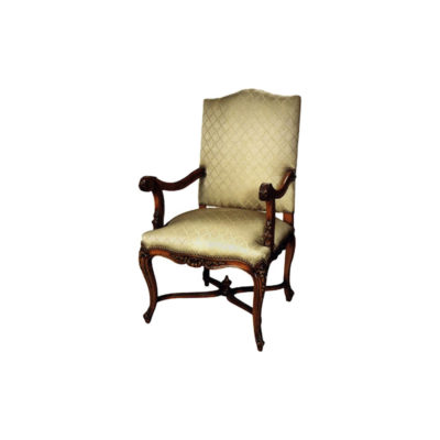 English Style Armchair Hand Carved Detailed Upholstery Luxury Fabric