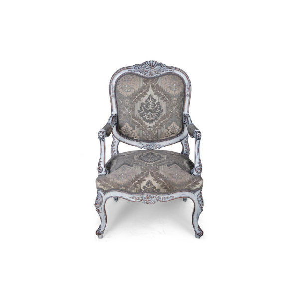 French Antique Style Armchair Detailed Distressed Paint