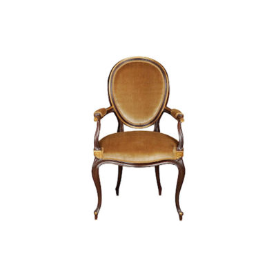 French Style Oval Armchair Desert Velvet Upholstery Fabric