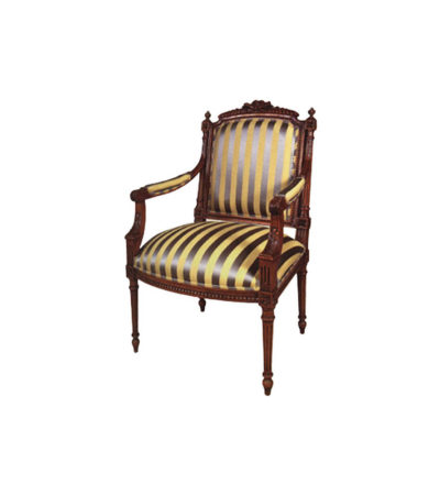 Luxury French Armchair with Upholstery Stripe Fabric
