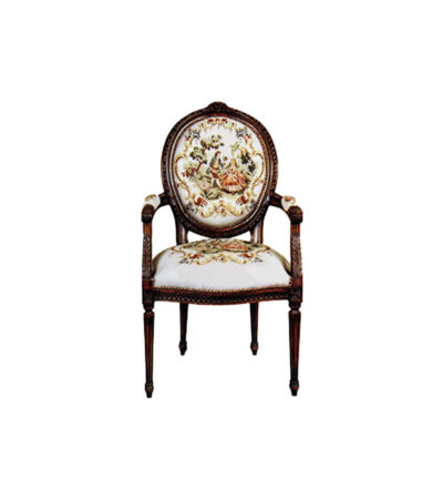 Vintage Armchair with French Style Tapestry Upholstery A
