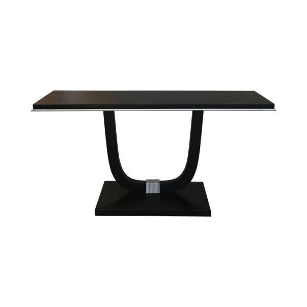 August Black Curved Leg Console Table Silver
