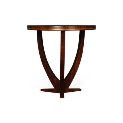 Austin Circular Cross Leg Wood Top Side Table Copper Top Edge
