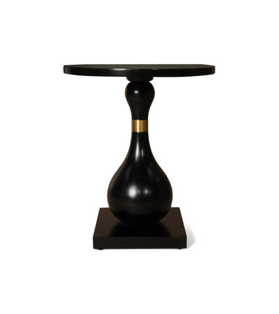 Cinnabar Round Black High Gloss Side Table