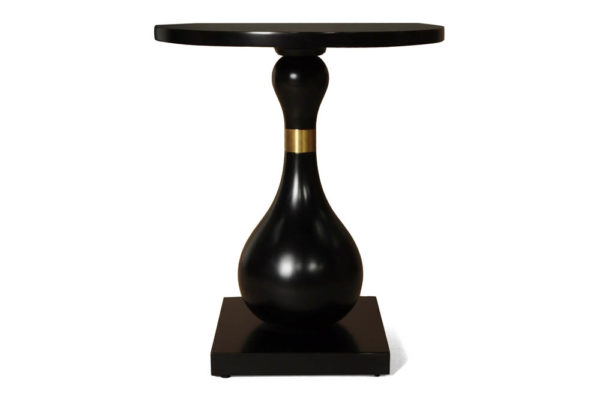 Cinnabar Round Black High Gloss Side Table