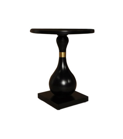 Cinnabar Round Black High Gloss Side Table View