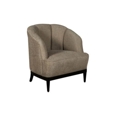 Romans Upholstered Strip Round Armchair Beside View