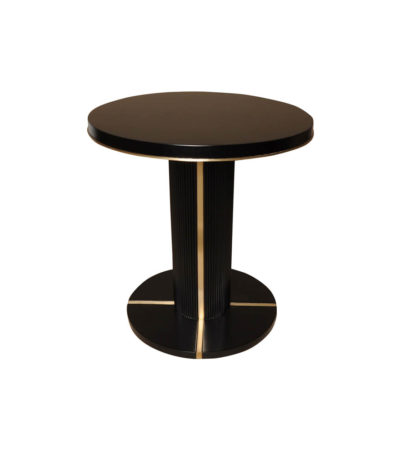 Zion Dark Brown Wooden with Gold Frame Side Table