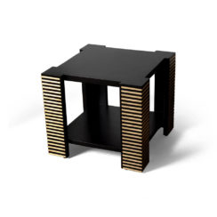 Pharo Square Wood Side Table with Brass Inlay