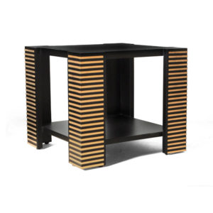 Pharo Square Wood Side Table with Brass Inlay Beside View