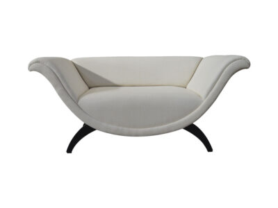 Tulip Grey Upholstered Curved Shaped Sofa with Black Legs
