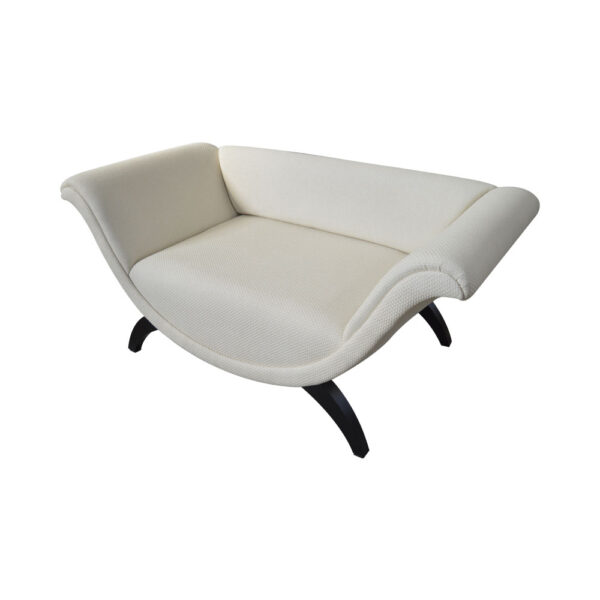 Tulip Grey Upholstered Curved Shaped Sofa with Black Legs