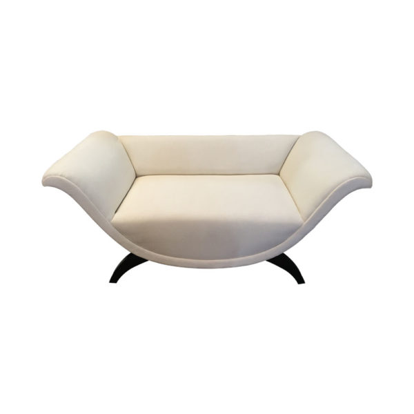 Tulip Upholstered Curved Shaped Sofa with Black Legs