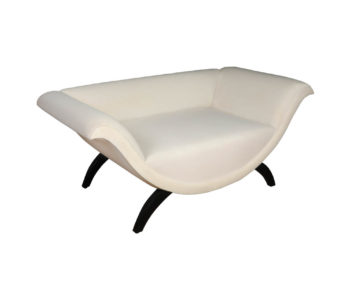Tulip Upholstered Curved Shaped Sofa with Black Legs Right View