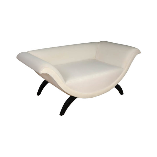 Tulip Upholstered Curved Shaped Sofa with Black Legs Right View