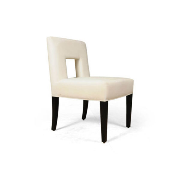 Acton Upholstered Dining Chair with Wooden Black Legs Right