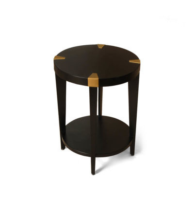 Alany Dark Brown Side Table with Brass Inlay