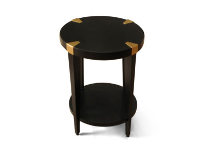 Alany Dark Brown Side Table with Brass Inlay Top View