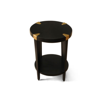 Alany Dark Brown Side Table with Brass Inlay Top View