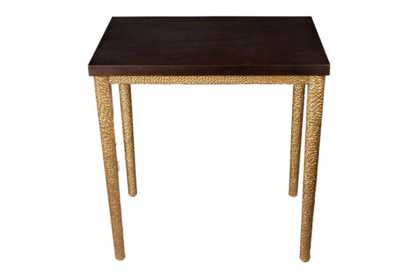 Amoir Small Brown Side Table With Golden Legs